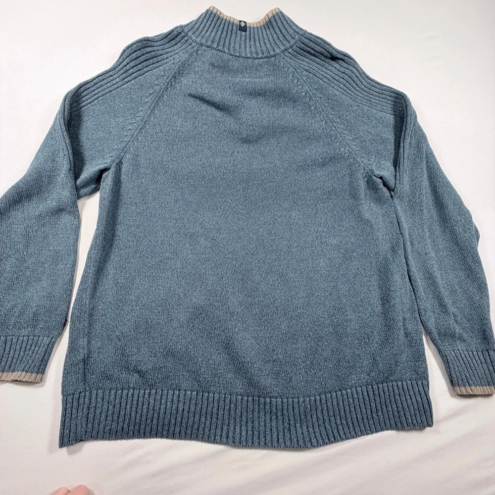 Columbia Sweater Mens XL Blue‎ Quarter Zip Heavy Knit Cotton Pullover Outdoor